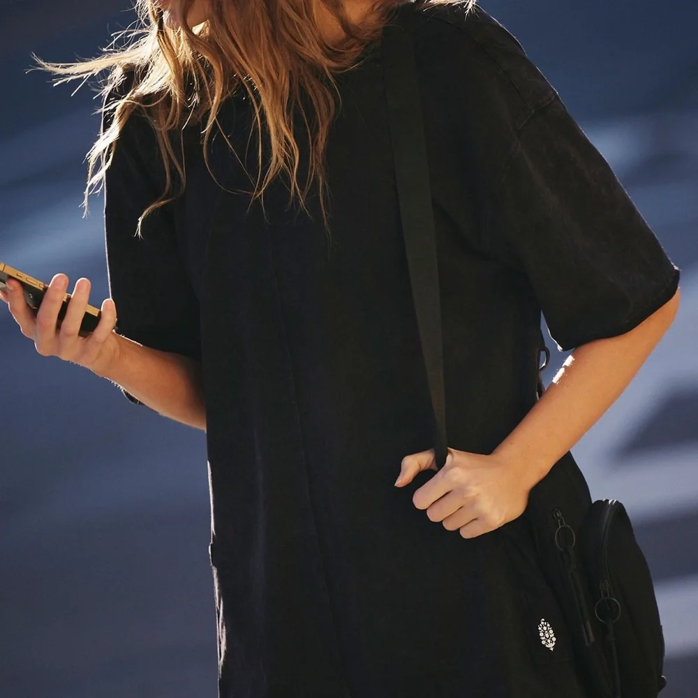 NWOT Free People Hot Shot Tee Romper Black Large - Picture 2 of 7